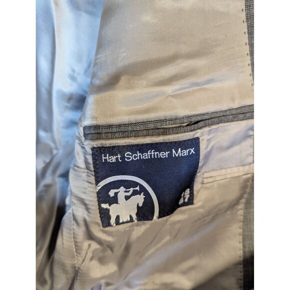 Hart Schaffner Marx 42S Gray Plaid 2-Piece Suit Wool Blend Classic Fit Mens Blaz - Picture 4 of 12